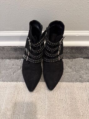 Express Black Studded Buckle Ankle Booties